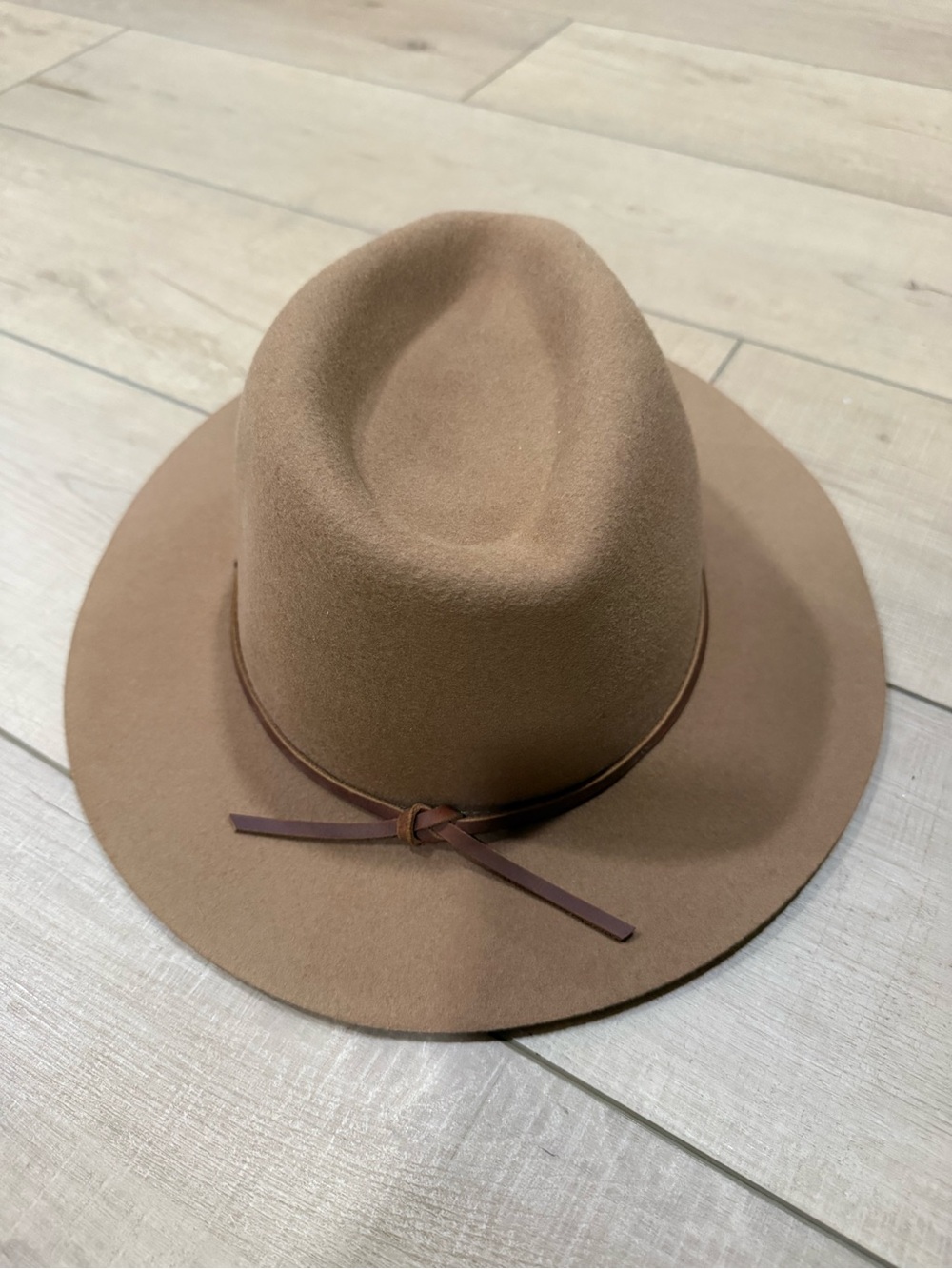 Brixton Women's Wool Felt Cowboy Cowgirl Hat Fedora Wide Brim Brown Tan Medium
